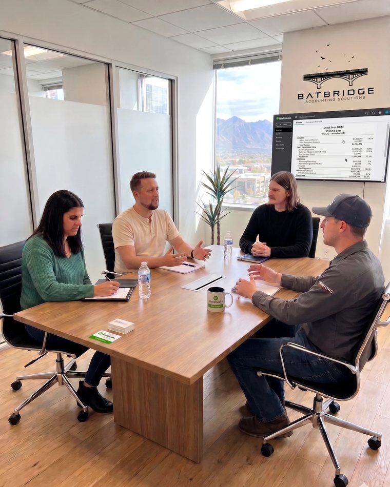The Batbridge team meeting with a client